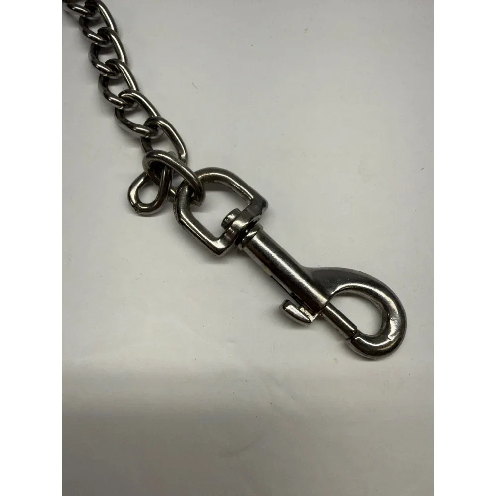 Heavy Duty Metal Chain Dog Leash Red Padded Leather Handle Swivel Bolt 41